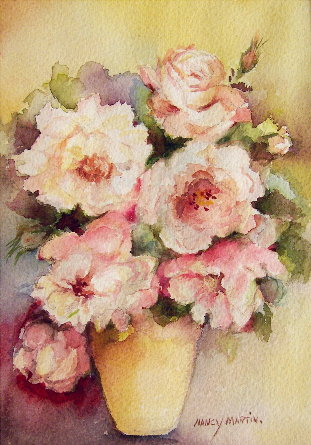 Roses in a Yellow Vase